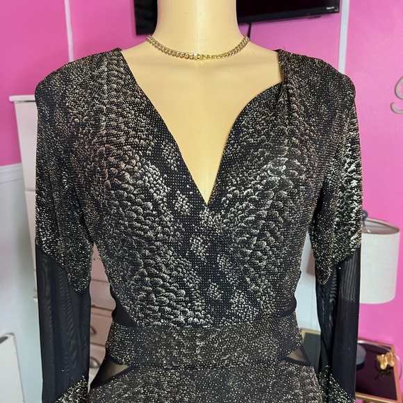 Black and Silver Patterned Dress - Picture 1 of 5